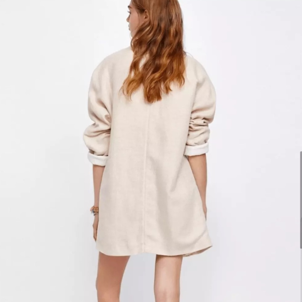 ZARA LINEN RUSTIC SAND CREAM OVERSIZED BLAZER size S - Picture 2 of 10